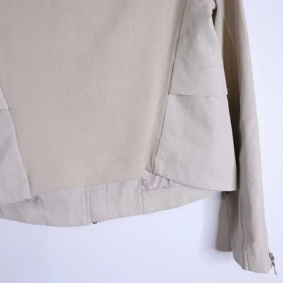 BY ANTHROPOLOGIE Marcail Faux Leather Anorak Jacket Beige Long Sleeve Women's S